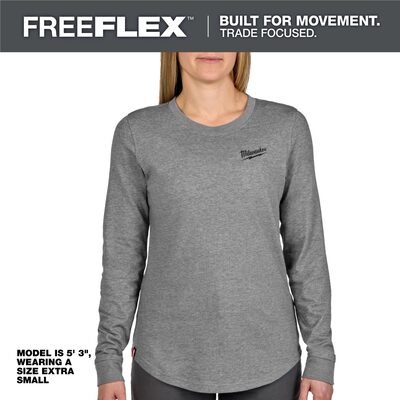 Milwaukee Tool Womens FREEFLEX Hybrid Tee - Long Sleeve Gray L