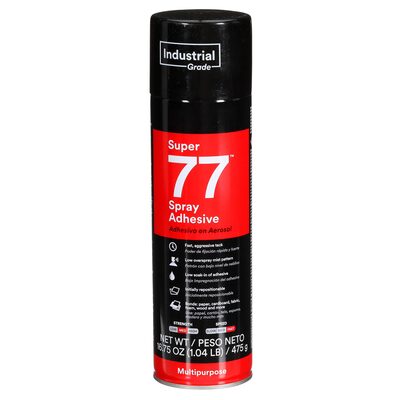3M Super 77 Multipurpose Spray Adhesive, 24 fl oz Can (Net Wt 16.75 oz), NOT FOR SALE IN CA AND OTHER STATES