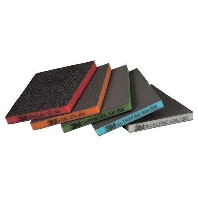 3M Two-Sided Sanding Sponge 23813, 124 mm x 98 mm (4.8 in x 3.8 in), Multi-Pack, Assorted