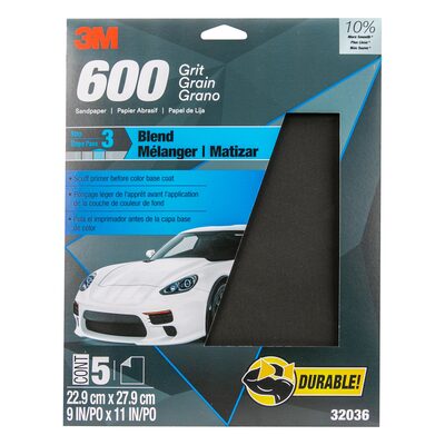3M Wetordry Sandpaper, 32036, 600 Grit, 9 in x 11 in