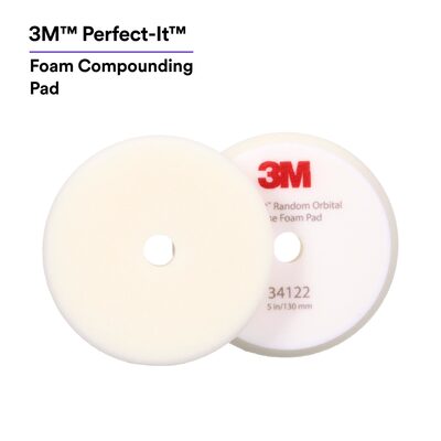 3M Perfect-It Random Orbital Foam Compounding Pad 34122, Coarse, White, 5 in (130 mm)