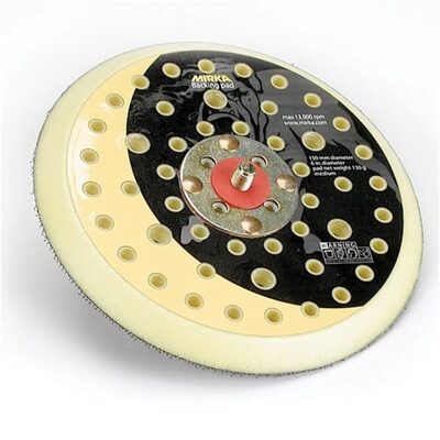 Mirka Abrasives 916GV Grip Faced Vacuum Back-Up Pad, 6 in Dia, Hook and Loop Attachment