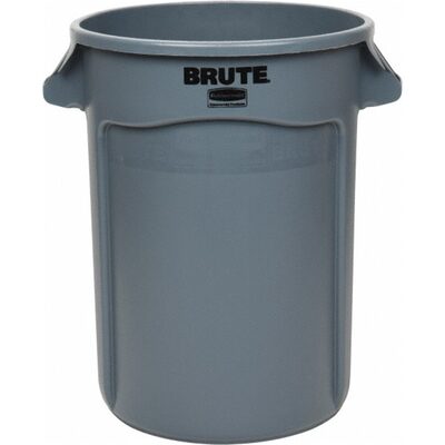 Msc Industrial Supply Round Polyethylene Trash Can, 32 Gal, Gray, 27.77" High