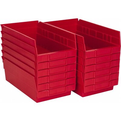 Msc Industrial Supply Shelf Bin, Red, 4 Inch x 11 5/8 Inch x 6 5/8 inch -12 Pack