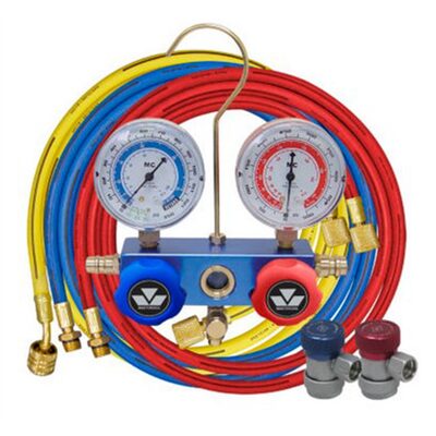 Mastercool 134a 2-WAY ALUM GAUGE SET 3-36" HOSES W/ MAN C