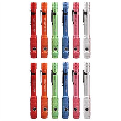Maxxeon WorkStar Rechargable LED Zoom Penlight/Inspection Light USB-C Mixed Display of Red, Orange, Green, Blue, Pink and Silver - Pack of 12