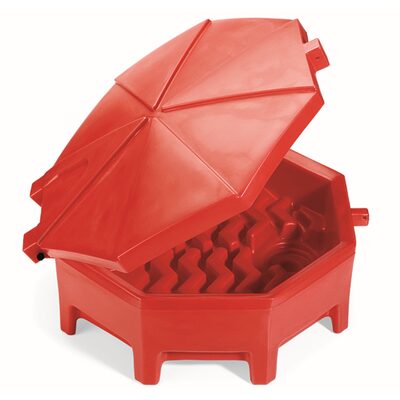 New Pig PIG Universal Poly Drum Funnel with Hinged Lid - Red