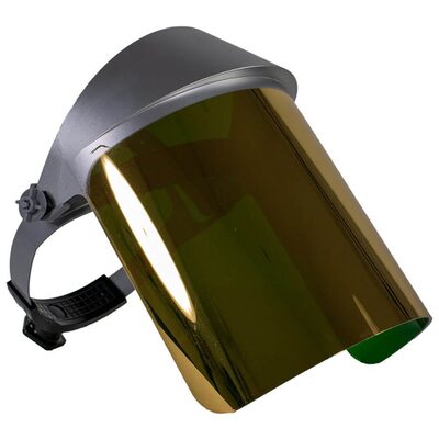Oberon Face Shield with Ratcheting Headgear - Heat Reflective - Window: Dark Green Gold