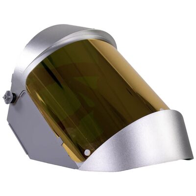 OBERON Face Shield with Ratcheting Headgear - Heat Reflective - Window: Dark Green Gold  - With Lower Crown and Shield Extender