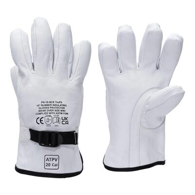 Oberon Gloves - Rubber Electrical Glove Leather Protectors - Class 00 & Class 0 - Size: Regular - 12