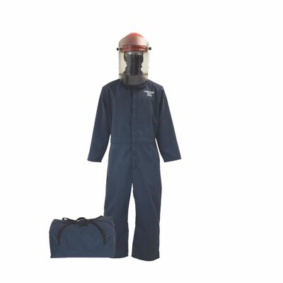 OBERON Bag Kit - Arc Flash - 12 Cal TCG2P - Comes With Coveralls, Hard Cap, Face Shield, Balaclava & Storage Bucket - Color: Navy Blue - Size: 2XL Extra Short