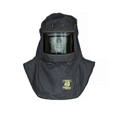 OBERON Hood with Hard Cap - Arc Flash - 40 Cal TCG - Canadian - Color: Black - Window: True Color Grey (TCG)