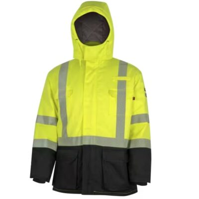 Oberon  Safety Parka - FR/Arc-Rated - PU/Cotton - Hi-Viz Yellow - Size: 5XL