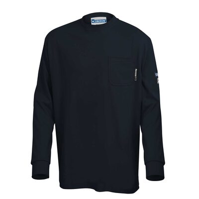 OBERON T-Shirt - 100% FR/Arc-Rated 7 oz Cotton Interlock - Long Sleeves - Navy - Size: M