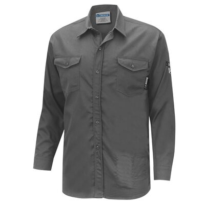 OBERON Button Up Shirt - FR/Arc-Rated 7.5 oz  88/12 - Grey - Size: XL