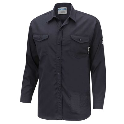 OBERON Button Up Shirt - FR/Arc-Rated 7.5 oz  88/12 - Navy - Size: 2XL