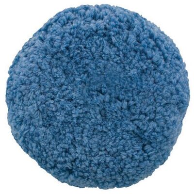 Presta 890144 Single Sided Soft Polishing Pad, 9 in Dia, Hook and Loop Attachment, Blended Wool Pad, Blue