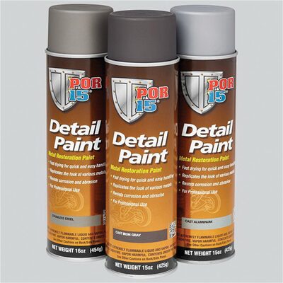 POR-15 INC 41818 Detail Paint, 16 oz Aerosol Can, Stainless Steel, 2 to 6 hr Curing