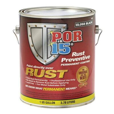 POR-15 INC 45401 High Performance Rust Preventive Permanent Coating, 1 gal, Semi-Gloss Black, 384 sq-ft Coverage