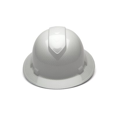 Pyramex Ridgeline Hard Hat -Matte White Graphite Pattern - Ridgeline Cap Style 4Pt Ratchet Susp