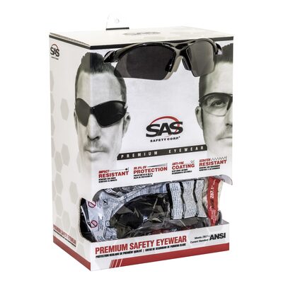 SAS Safety Diamondbacks Safety Eyewear - Dispenser - Black/Clear