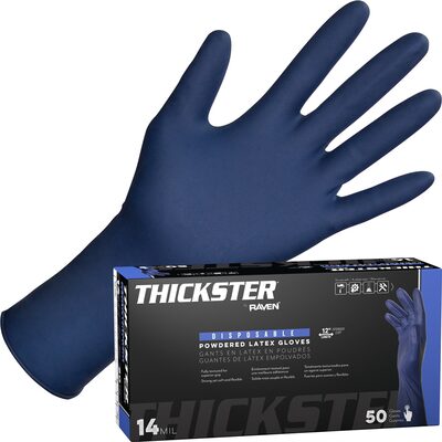 SAS Safety Thickster Powdered Latex Disposable Gloves - 14 Mil - 50PK - X-Large