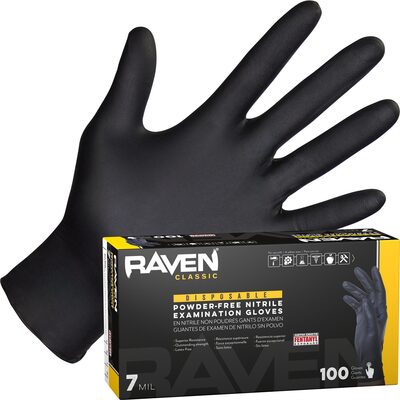 SAS Safety Raven Powder-Free Exam Grade Nitrile Disposable Gloves - 7 Mil - 100PK - 2X-Large