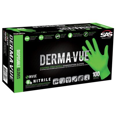 SAS Safety Raven InVue Powder-Free Exam Grade Nitrile Disposable Gloves - 7 Mil - 100PK - 2X-Large