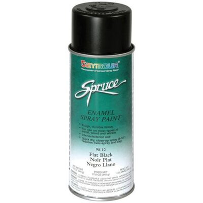 Seymour Spruce 98-10 Enamel Spray Paint, 16 fl-oz Aerosol Can, Flat Black, 15 sq-ft Coverage