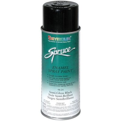 Seymour Spruce 98-24 Enamel Spray Paint, 16 fl-oz Aerosol Can, Black, 15 sq-ft Coverage