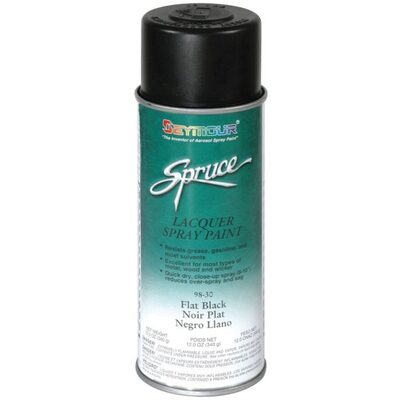Seymour Spruce 98-30 Fast Drying Lacquer Spray Paint, 16 fl-oz Aerosol Can, Flat Black, 15 sq-ft Coverage