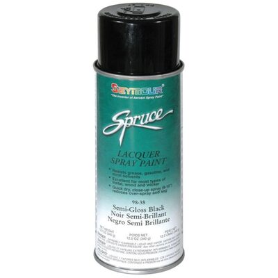 Seymour Spruce 98-38 Fast Drying Lacquer Spray Paint, 16 fl-oz Aerosol Can, Black, 15 sq-ft Coverage