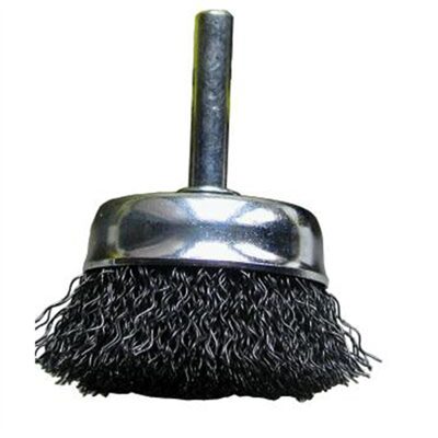 Shark Industries Wire Wheel &hyphen; Mounted Cup Brush 2 1/2? x 1/4? Shank. Fine .014 wire.