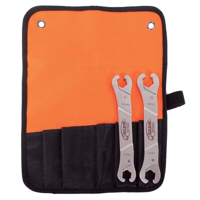S.U.R.&R. RLW450 Ratcheting Line Wrench Set of 2 with 6-Slot Pouch- SAE/Metric