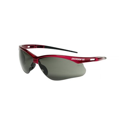 Jackson Safety Safety Glasses - SG Series - Smoke Lens - Red Frame - Hardcoat Anti-Scratch - Outdoor