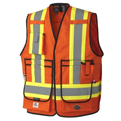 Pioneer FR Tech ARC Rated Surveyor Safety Vest - Color: Hi-Vis Orange - ANSI/ISEA 107-2020 Class 1 Type O - Size: Small