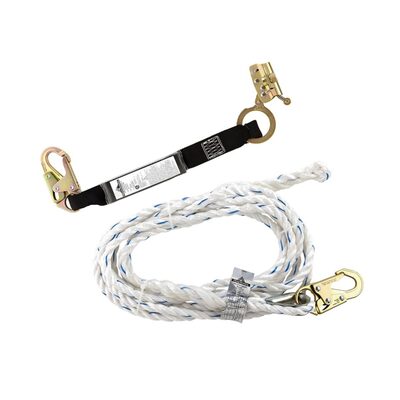 PeakWorks Standard Vertical Lifeline, 5/8" Rope - 50 FT - Snap Hook and Back Splice / Rope Grab