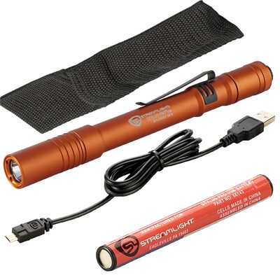 Streamlight Stylus Pro USB with USB Cord, Nylon Holster - Orange with White LED