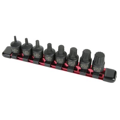 SUNEX 8 Piece 3/8 Inch Dr. Stubby Triple Square Impact Bit Socket Set