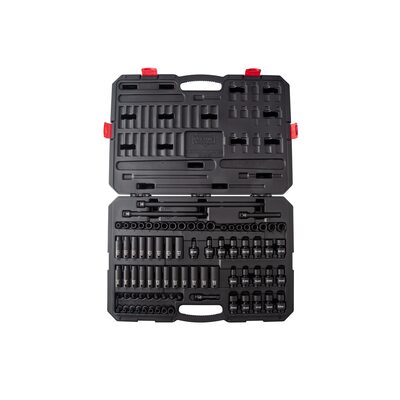 SUNEX 3/8" Drive SAE & Metric 6 Point Standard & Deep with Universal Sockets, Star & External Star Bit 87-Piece Master Impact Socket Set