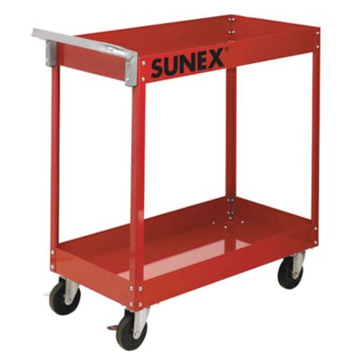 SUNEX 350lb Capacity Economy 2-Shelf Service Cart - Red