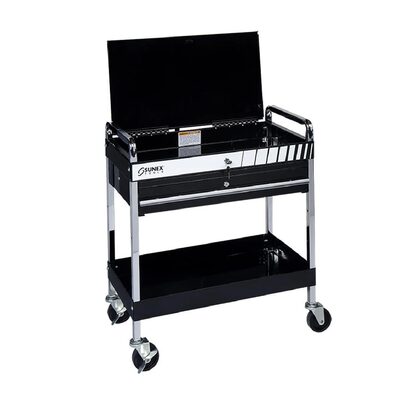 SUNEX 350lb Capacity Service Cart with Locking Top with Locking Drawer - Black