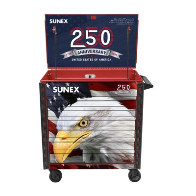 SUNEX Premium Full Drawer Service Cart - USA 250th Anniversary Limited Edition - Red Eagle Design