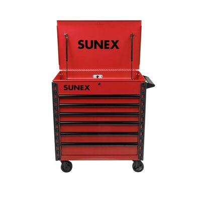 SUNEX Premium Full Drawer Service Cart - Red