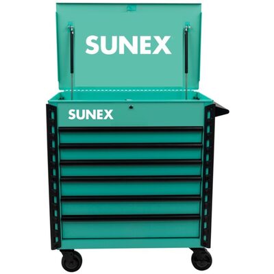 SUNEX TOOLS 34-inch 6 DRAWER PREMIUM SERVICE CART - TEAL
