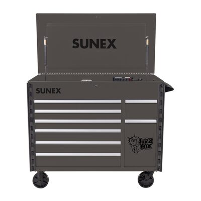 SUNEX 7 Drawer Power Cart with Dedicated power tool storage - GRAY