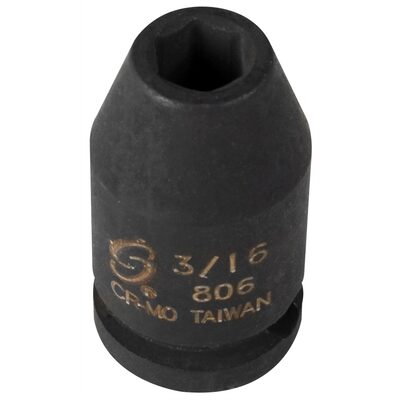 SUNEX SOC 3/16 1/4D IMP 6PT BLK