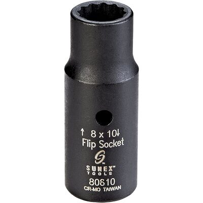 Sunex 1/4" Drive Semi-Deep Impact Flip Socket, 8 x 10mm