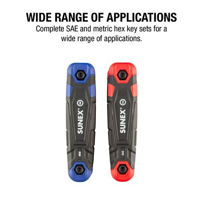 Sunex SAE/Metric/ 17 Piece Folding Hex Key Set, 1.5mm-8mm, 5/64"-1/4"