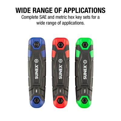 Sunex SAE/Metric/Torx 25 Piece Folding Hex Key Set, 1.5mm-8mm, 5/64"-1/4", T9-T40